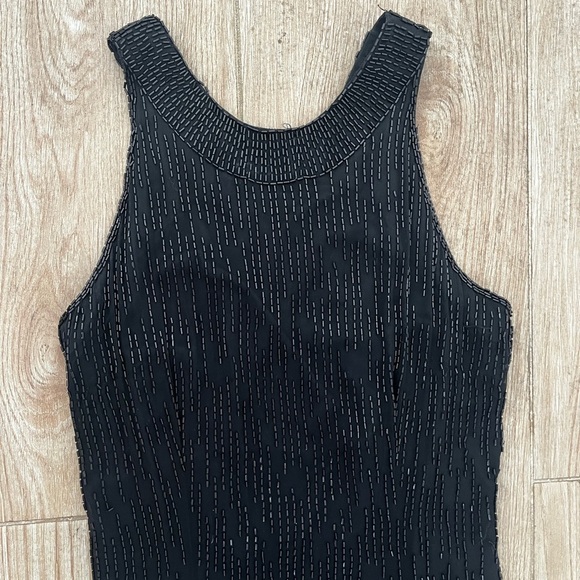 Vintage Handed Beaded Black Gown - Picture 4 of 8